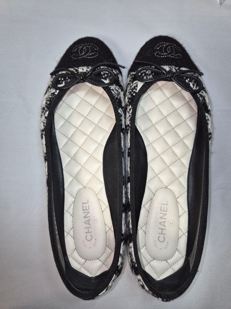CHANEL バレエシューズ 37.5　ツイード
