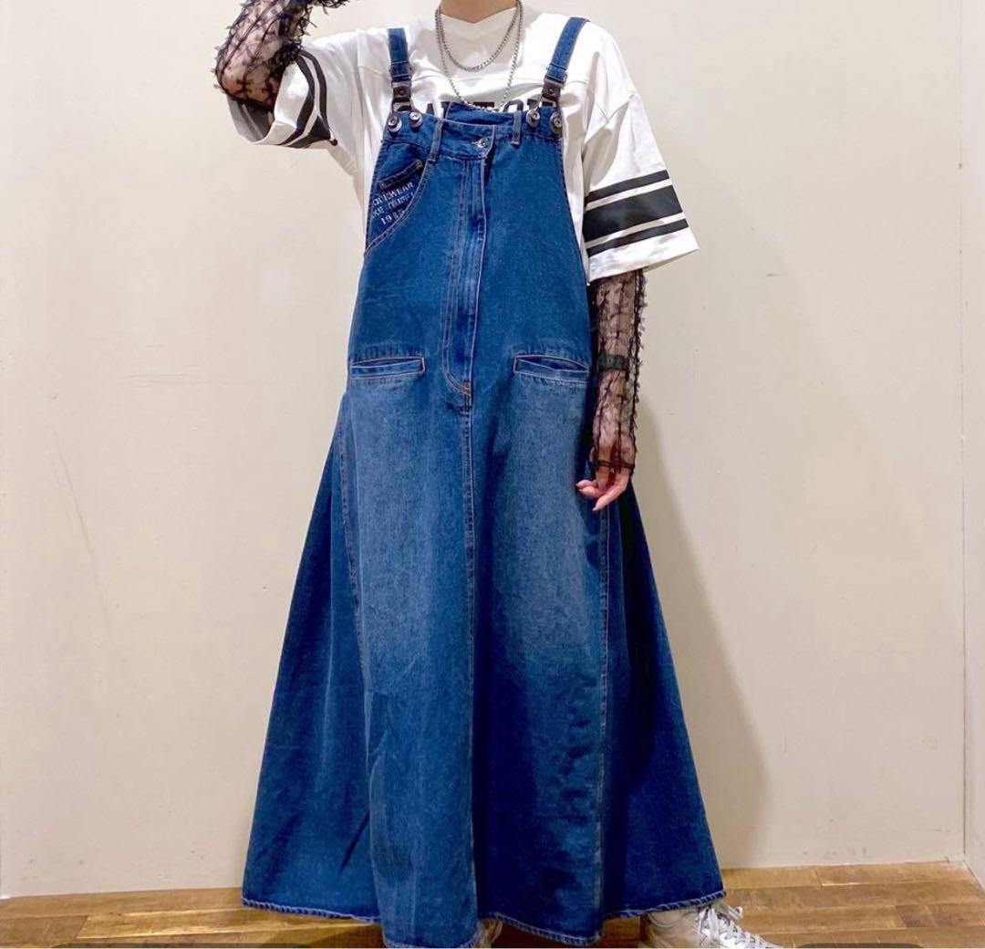 新品　ニコアンド　デニムオーバーオール　マキシ丈　ミリコレサスワンピース