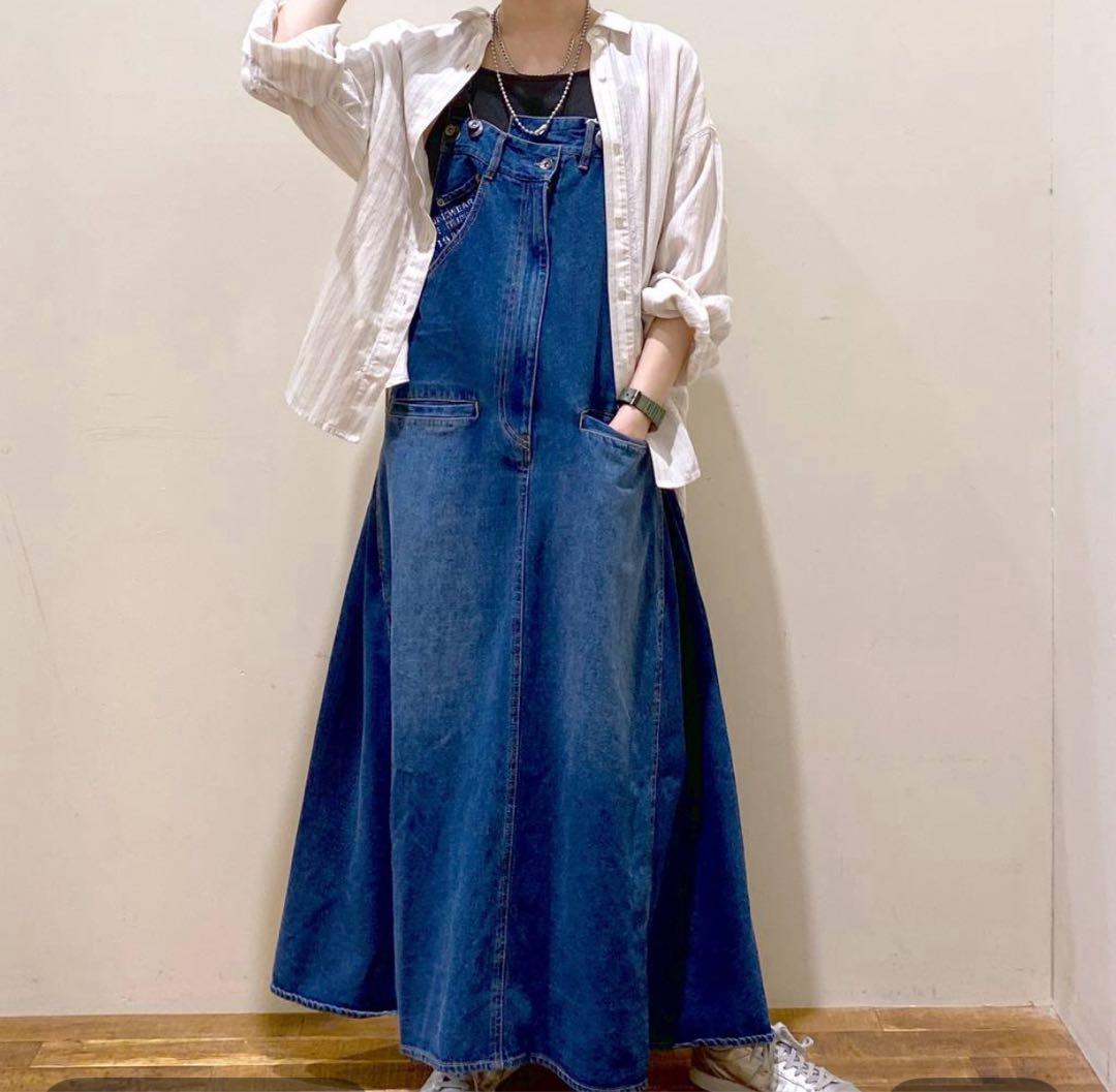 新品　ニコアンド　デニムオーバーオール　マキシ丈　ミリコレサスワンピース