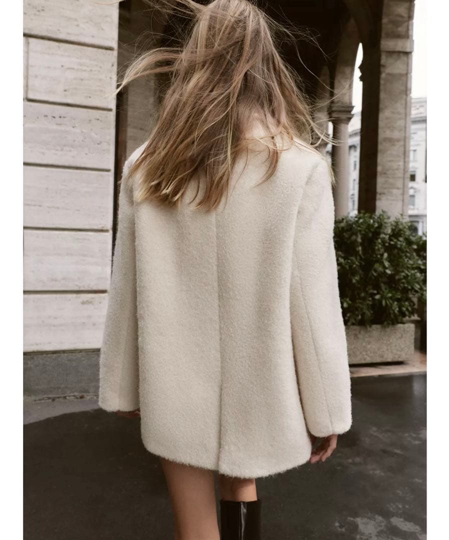 新品　ブークレダブルブレストミディ丈コート　ZARA コート　s