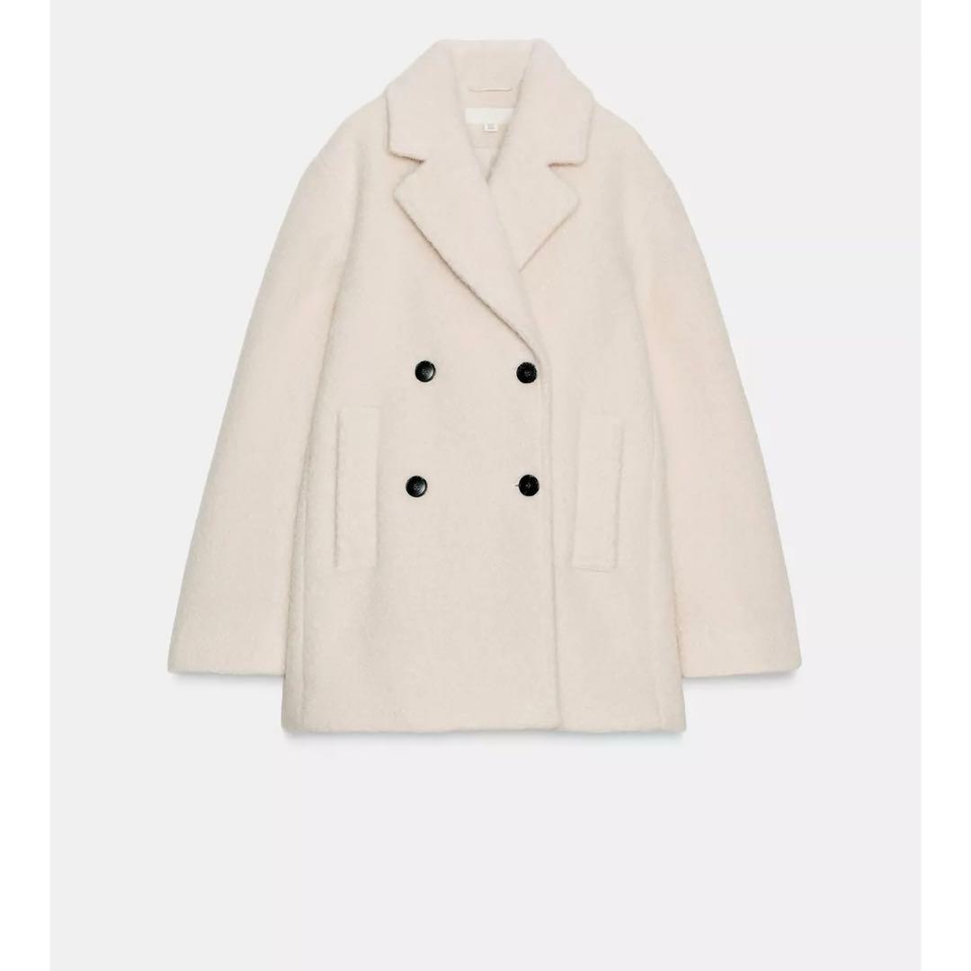 新品　ブークレダブルブレストミディ丈コート　ZARA コート　s