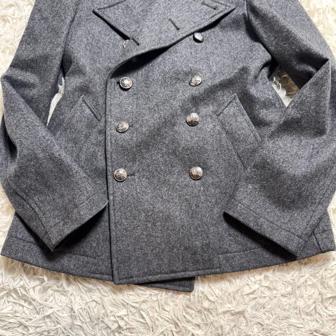 【カシミヤ混】ポールスミス　ピーコート　ナポレオン　銀ボタン　チャコールグレー