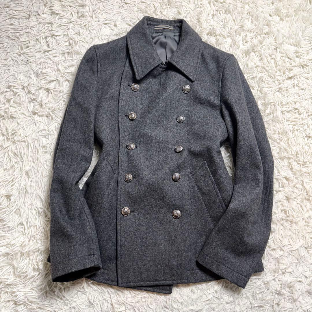 【カシミヤ混】ポールスミス　ピーコート　ナポレオン　銀ボタン　チャコールグレー