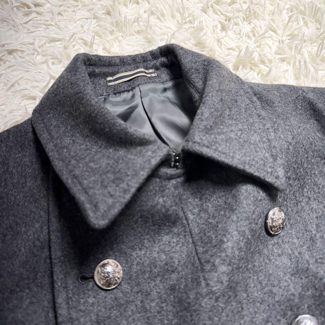 【カシミヤ混】ポールスミス　ピーコート　ナポレオン　銀ボタン　チャコールグレー