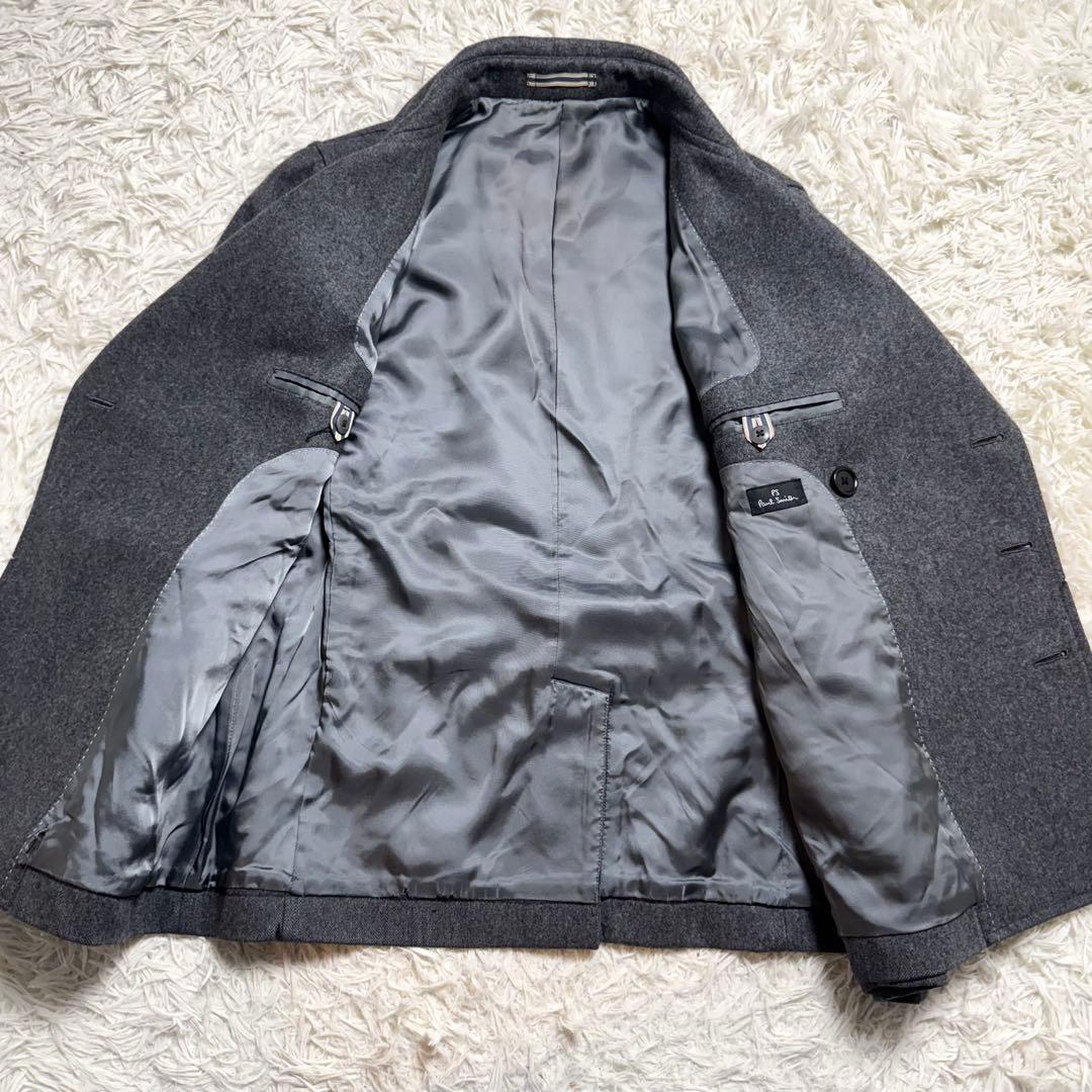 【カシミヤ混】ポールスミス　ピーコート　ナポレオン　銀ボタン　チャコールグレー