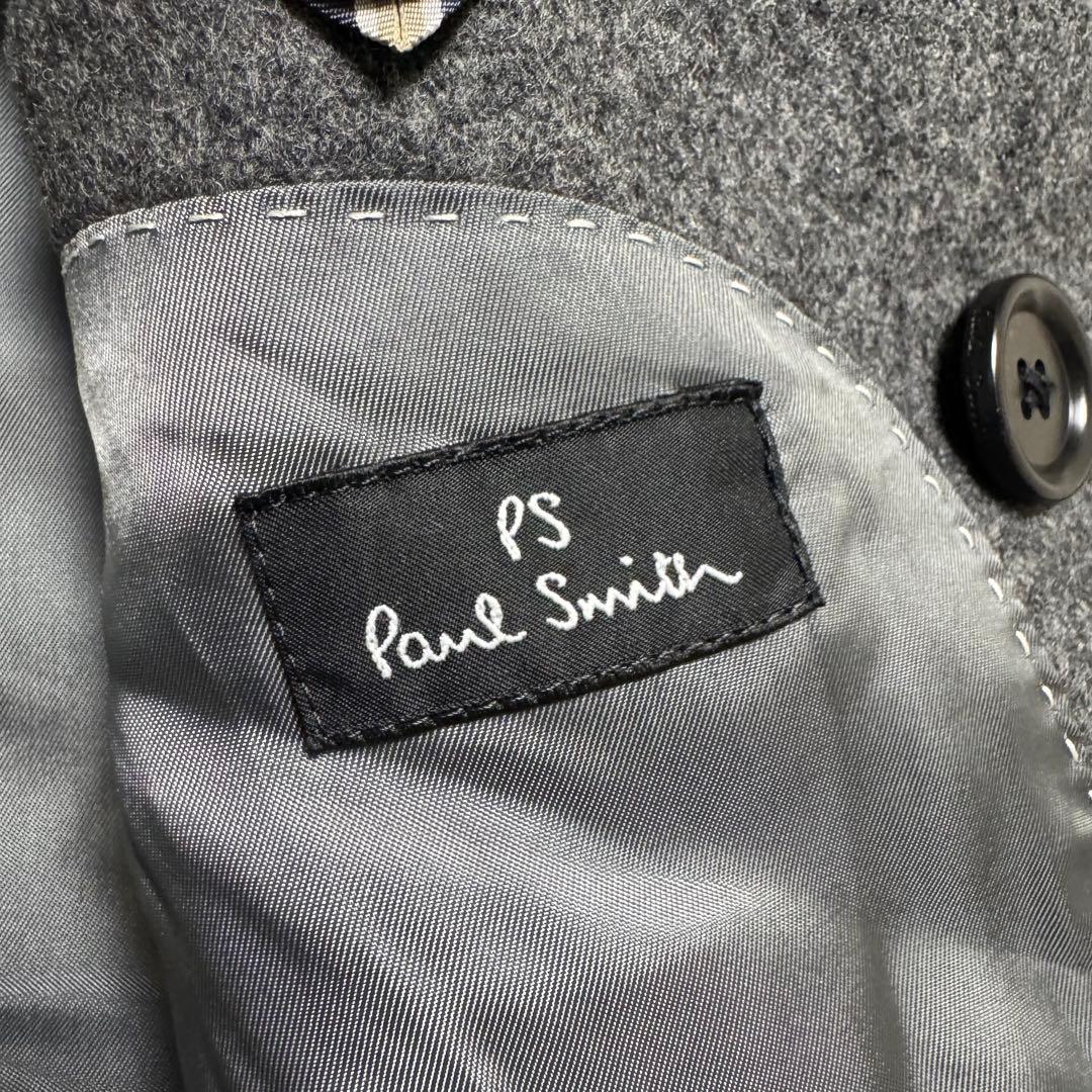 【カシミヤ混】ポールスミス　ピーコート　ナポレオン　銀ボタン　チャコールグレー