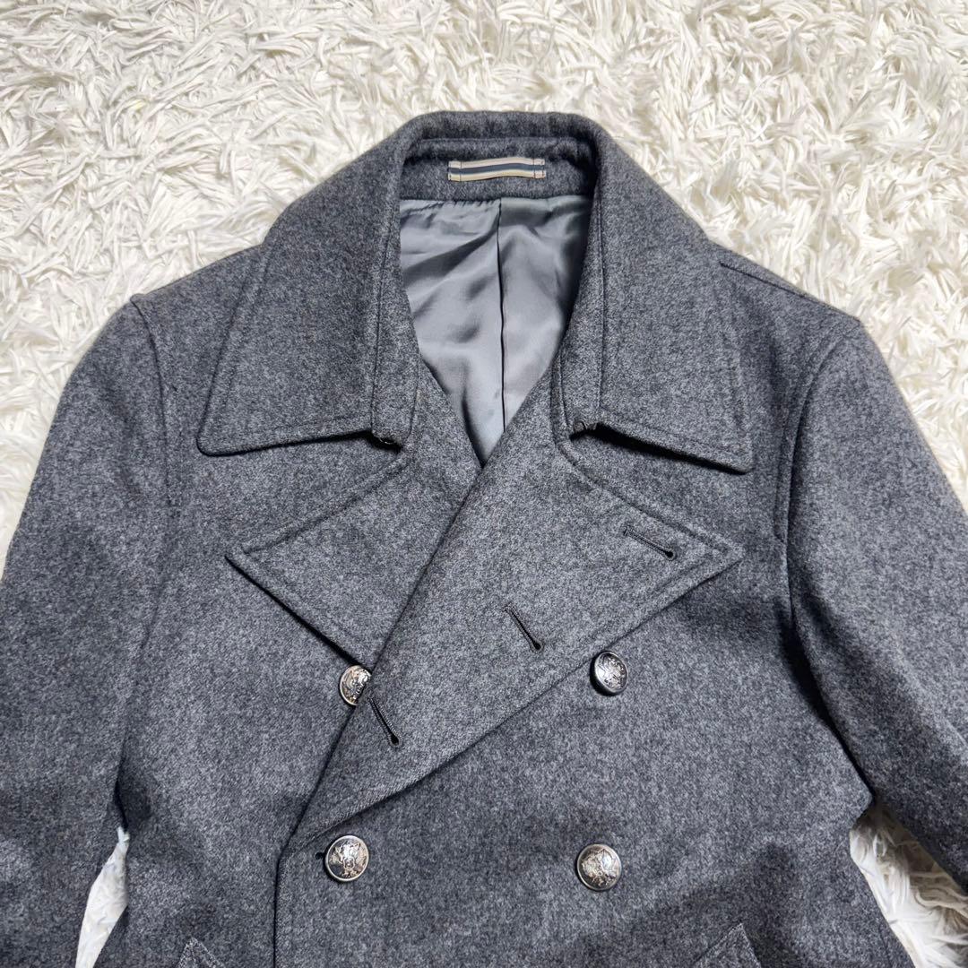 【カシミヤ混】ポールスミス　ピーコート　ナポレオン　銀ボタン　チャコールグレー