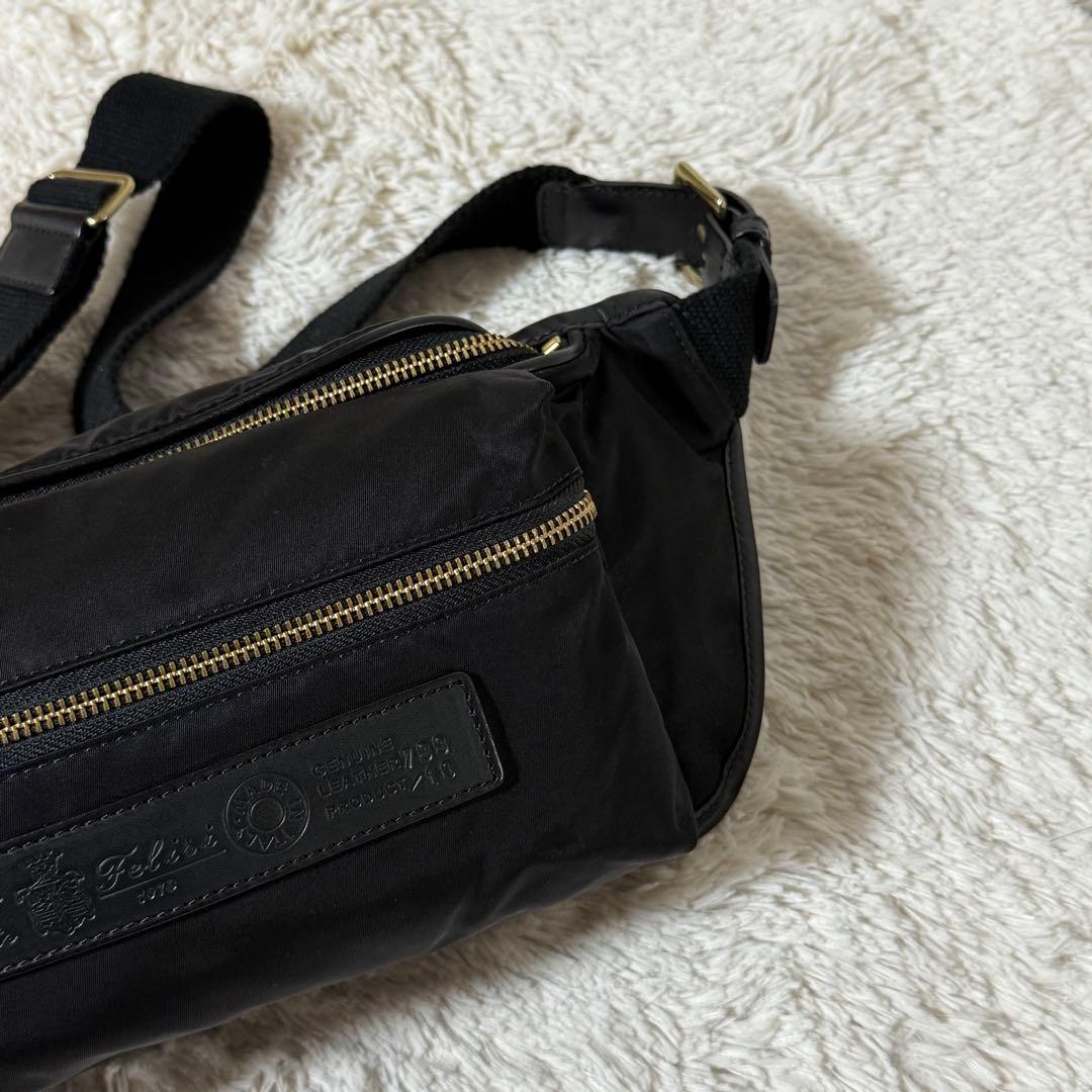 ⭐️新品未使用⭐️　felisi 799　ウエストバッグ　ナイロン×レザー　ブラック