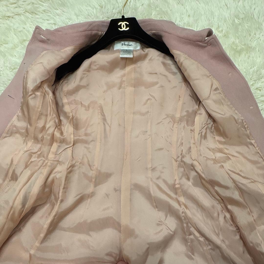 René ルネ ロングコート ピンクAライン アンゴラ混 36