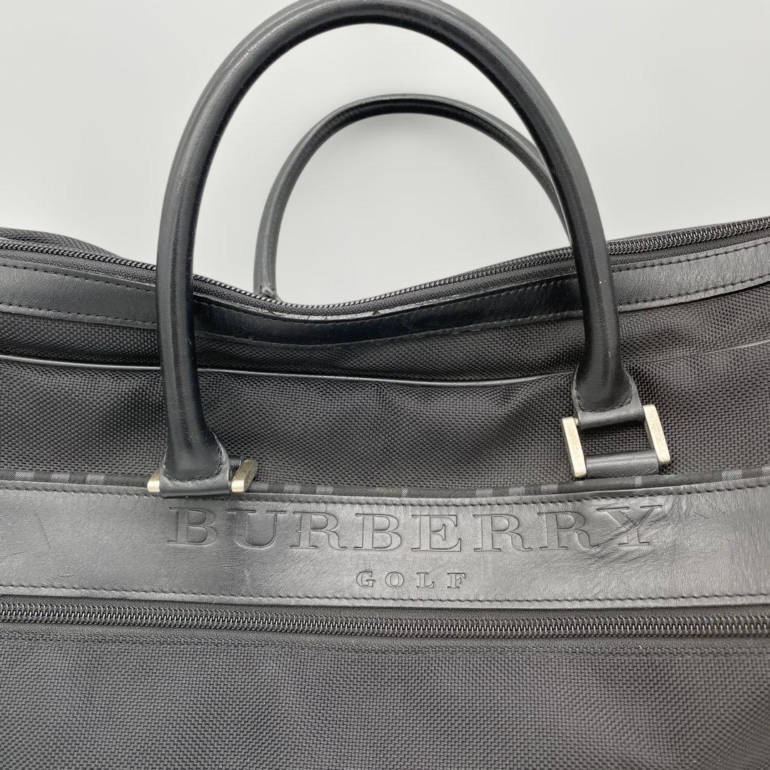 【希少】バーバリーゴルフ 2way ボストンバッグ ブラック ロゴ レザー　②