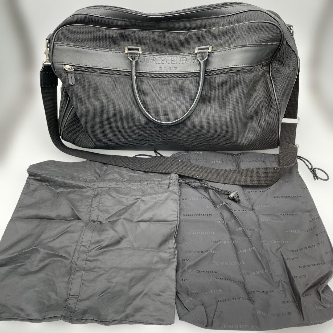 【希少】バーバリーゴルフ 2way ボストンバッグ ブラック ロゴ レザー　②