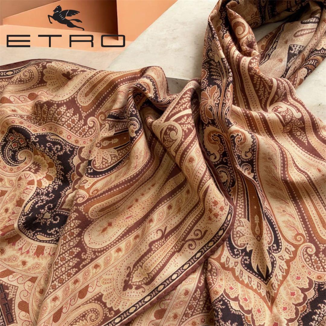 もも様 新品未使用✨エトロ 大判 ストール ペイズリーイタリア製ブラウン
