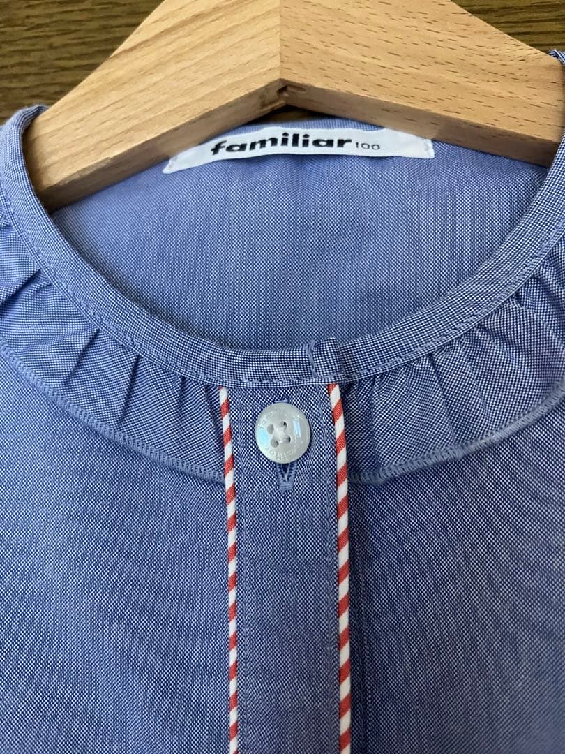 familiar 刺繍フリル襟 ワンピース 100