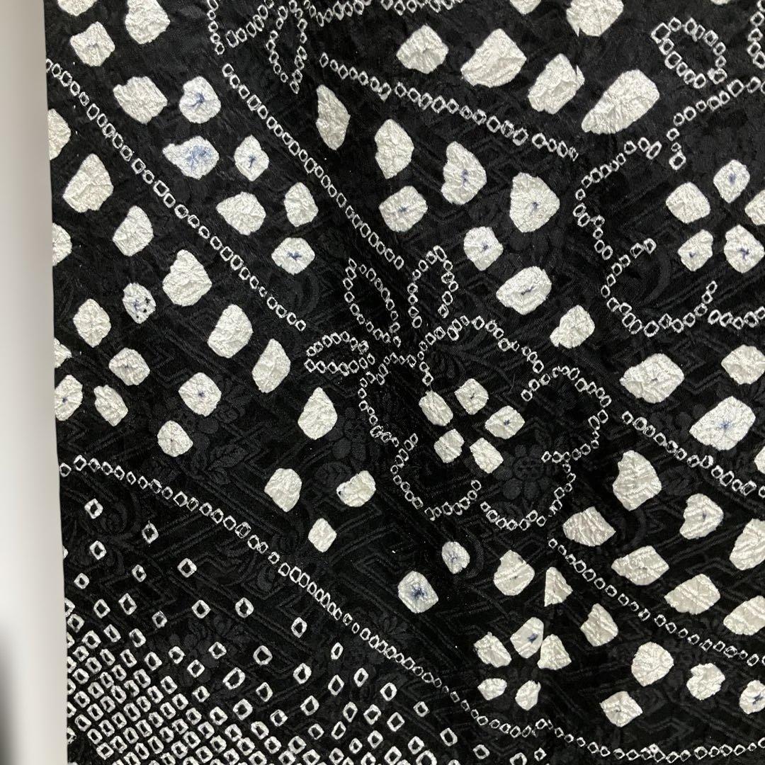 (2月展) No.2754 正絹ブラック総絞り霞草花文様訪問着　美品