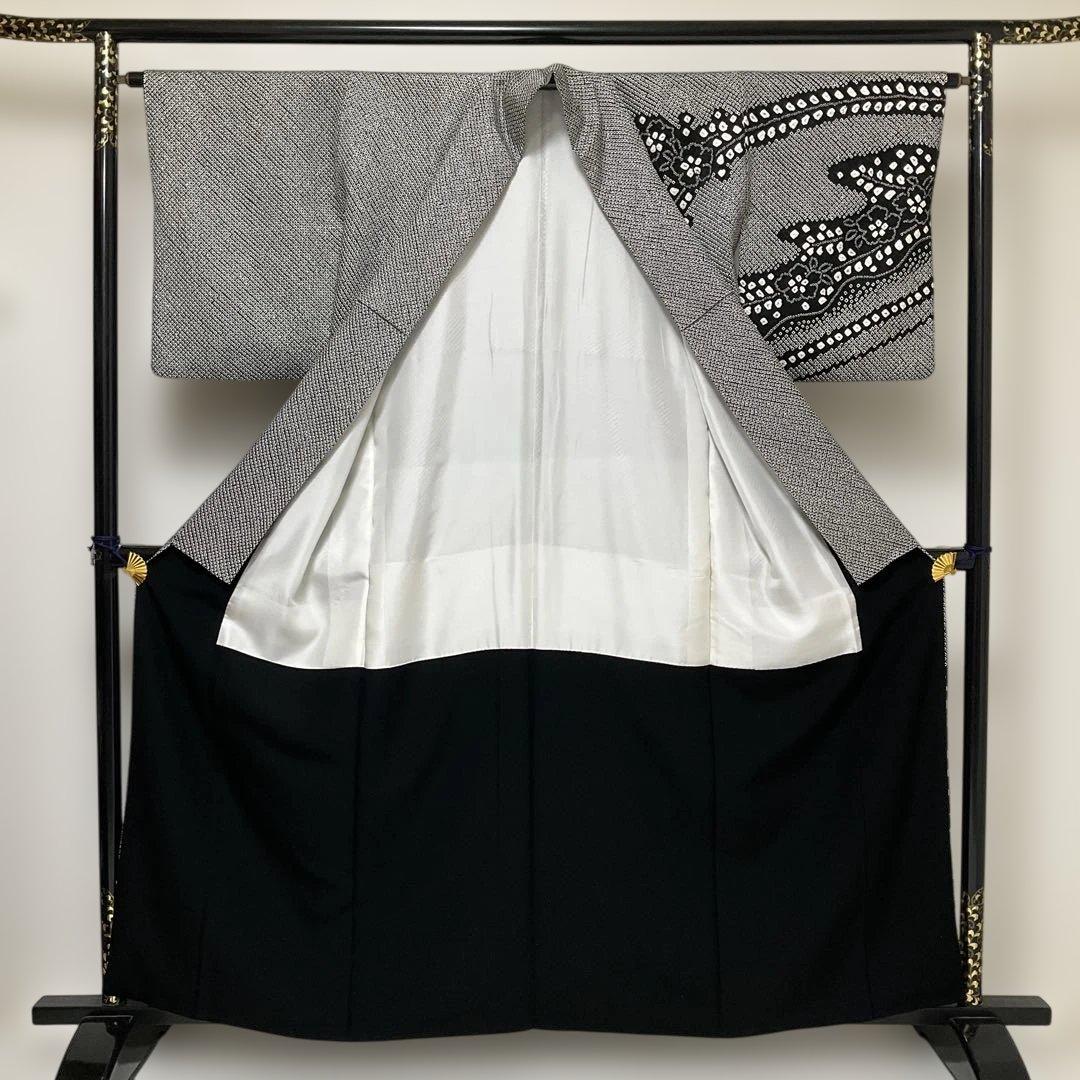 (2月展) No.2754 正絹ブラック総絞り霞草花文様訪問着　美品