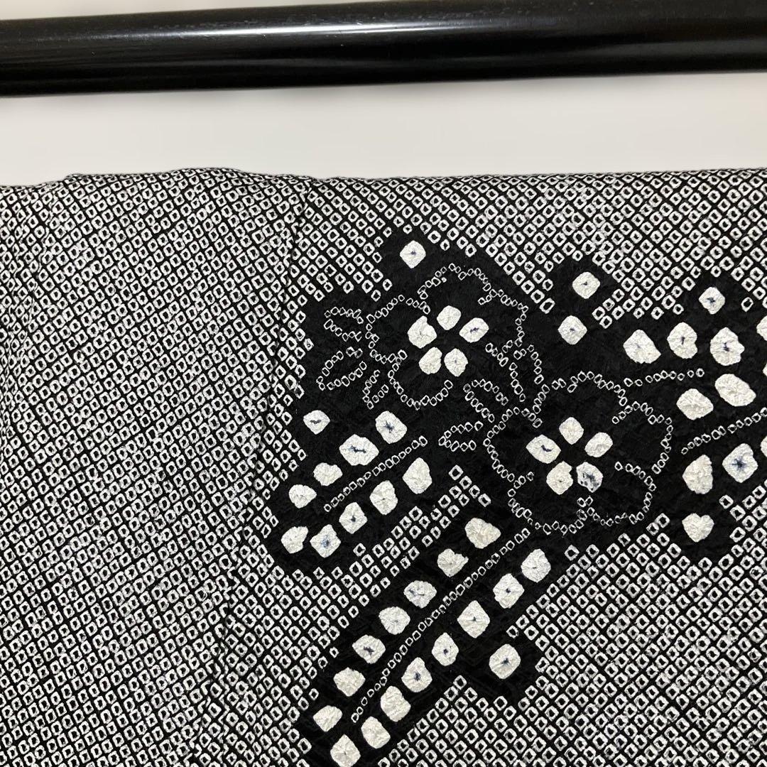 (2月展) No.2754 正絹ブラック総絞り霞草花文様訪問着　美品