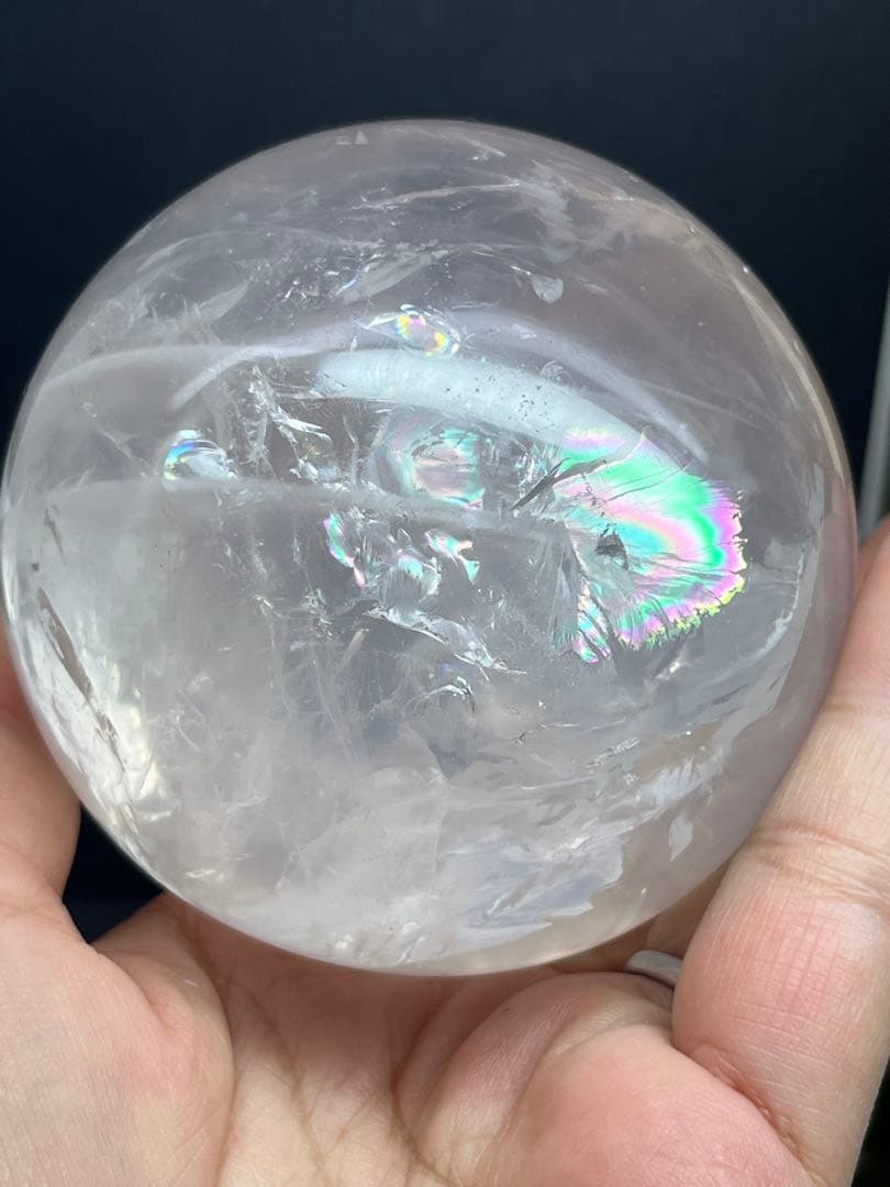 天然石　スターローズクォーツスフィア　大玉約7.7センチ　台座付き⭐️1915