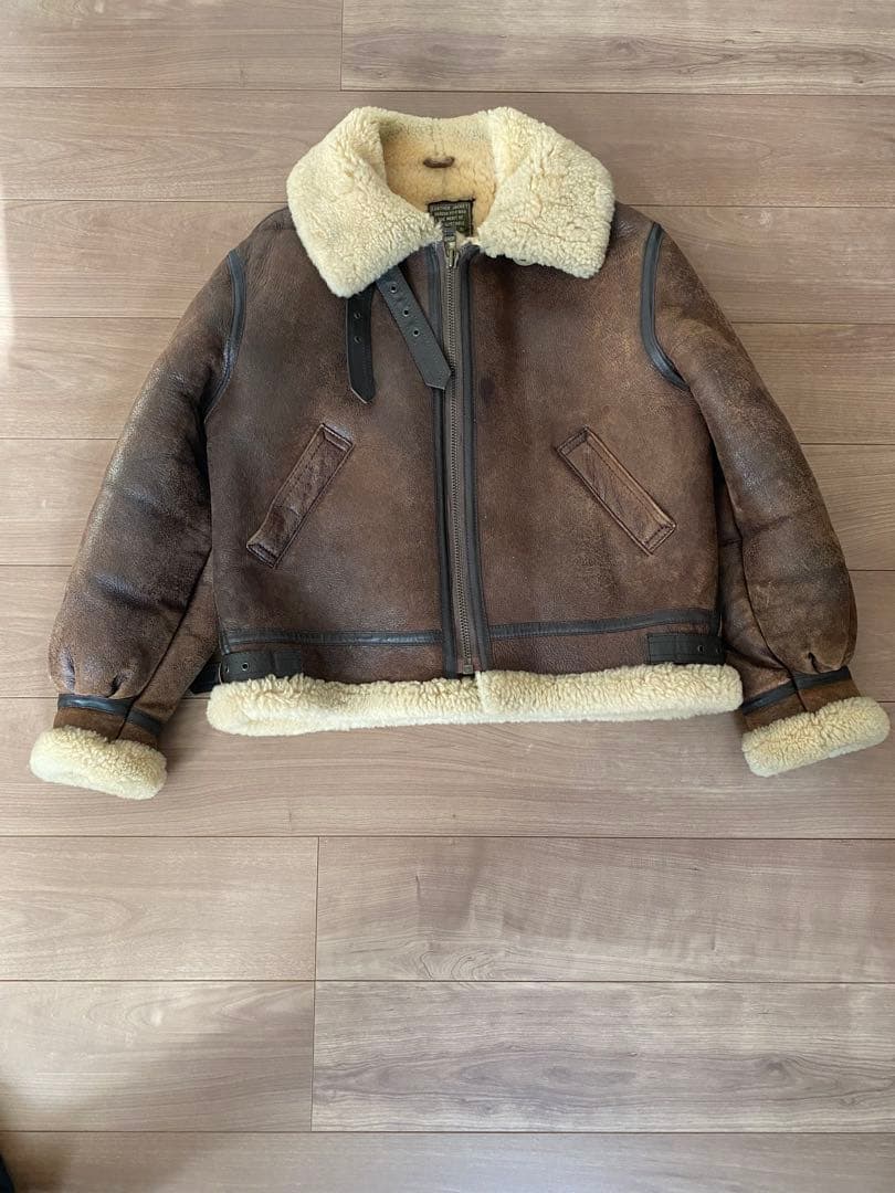 ドッグファイト B-3 ムートン フライトジャケット M 茶 羊革