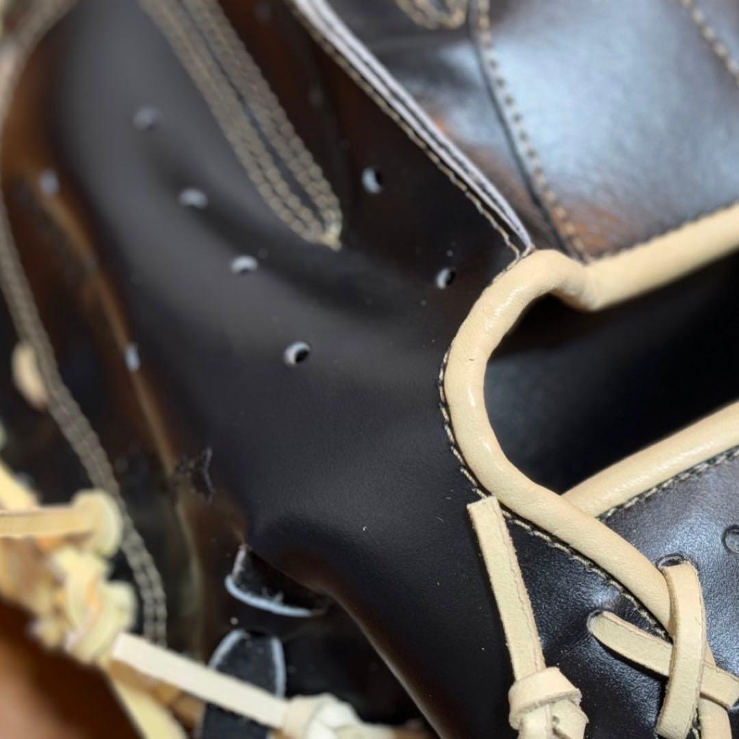 一点モノ軟式野球用　ブラックキャッチャーミット　日本製完全手作り　商品説明必読！