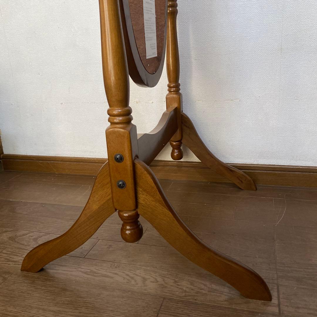 【新品/送料込み】クラシック 木製スタンドミラー 脚付き 姿見