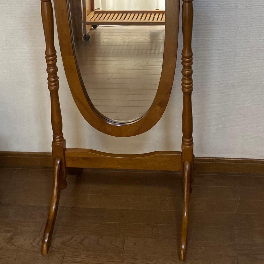 【新品/送料込み】クラシック 木製スタンドミラー 脚付き 姿見