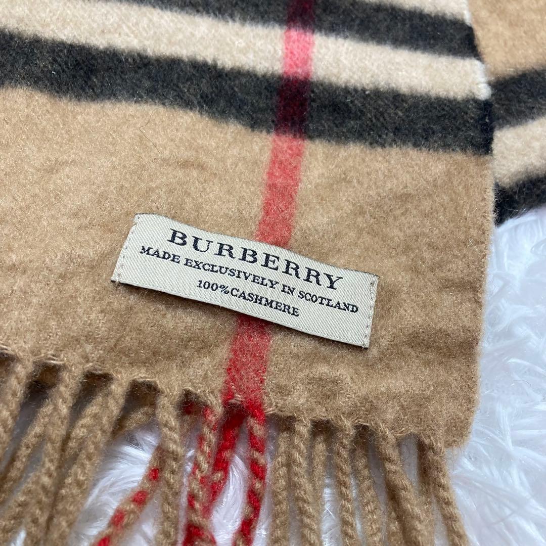 【美品】BURBERRY マフラー メガチェック ベージュ　カシミヤ100