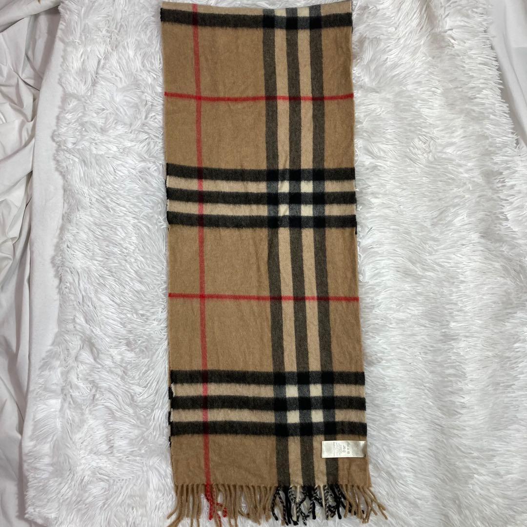 【美品】BURBERRY マフラー メガチェック ベージュ　カシミヤ100