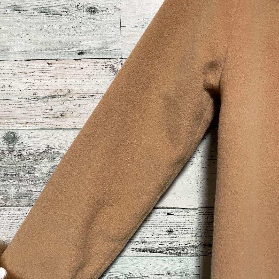 ☆美品☆ランバンオンブルー　ブルーフォックスファー付きウールコート　アンゴラ混