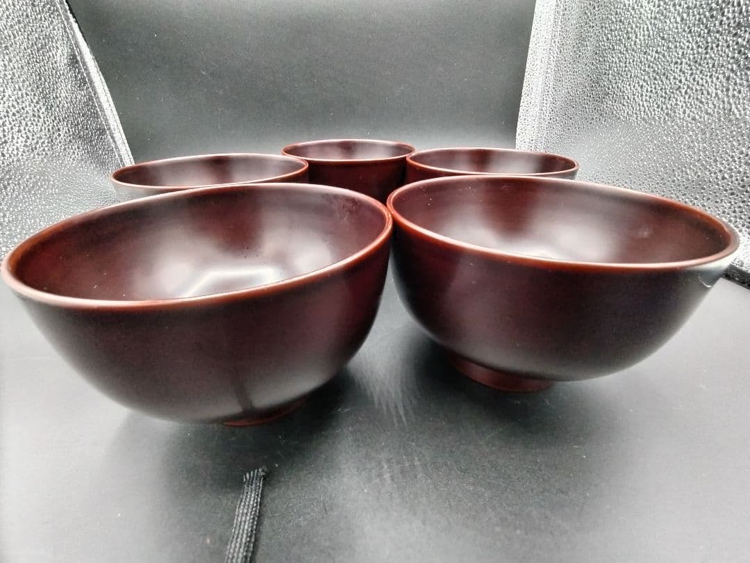 岩手県浄法寺漆器「御山御器」木製 黒赤グラデーション 汁椀五客