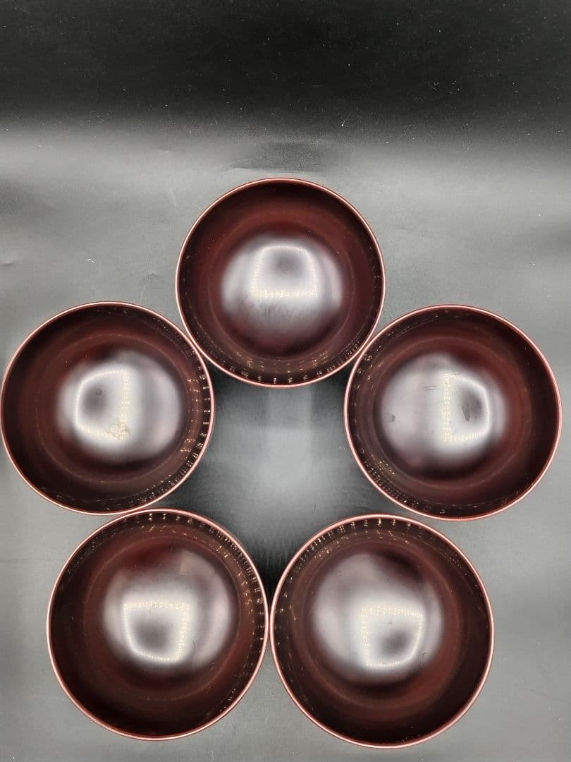 岩手県浄法寺漆器「御山御器」木製 黒赤グラデーション 汁椀五客