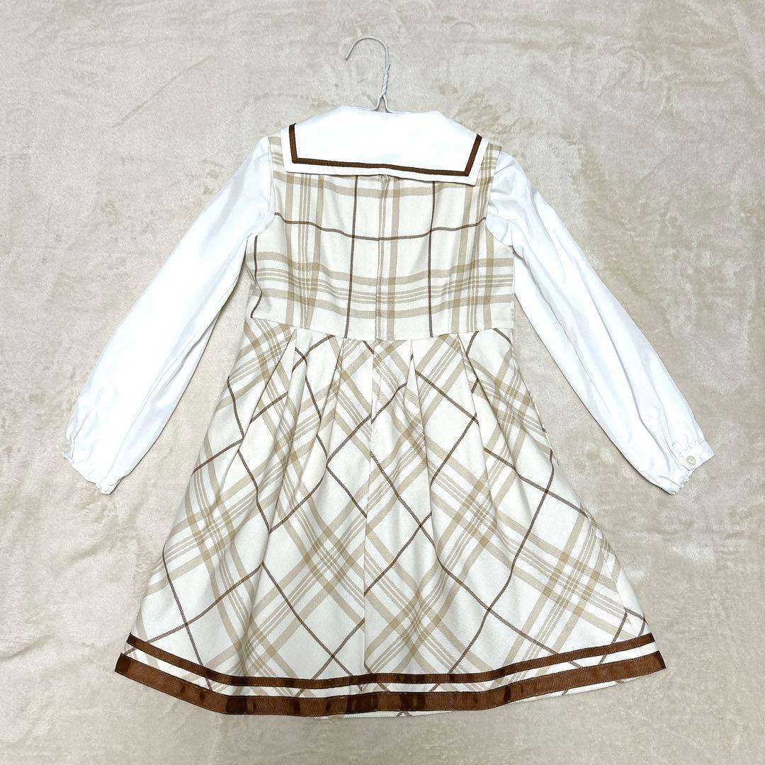 ☆ヒロミチナカノ☆フォーマル ワンピース 4点セット セーラー ベージュ 130