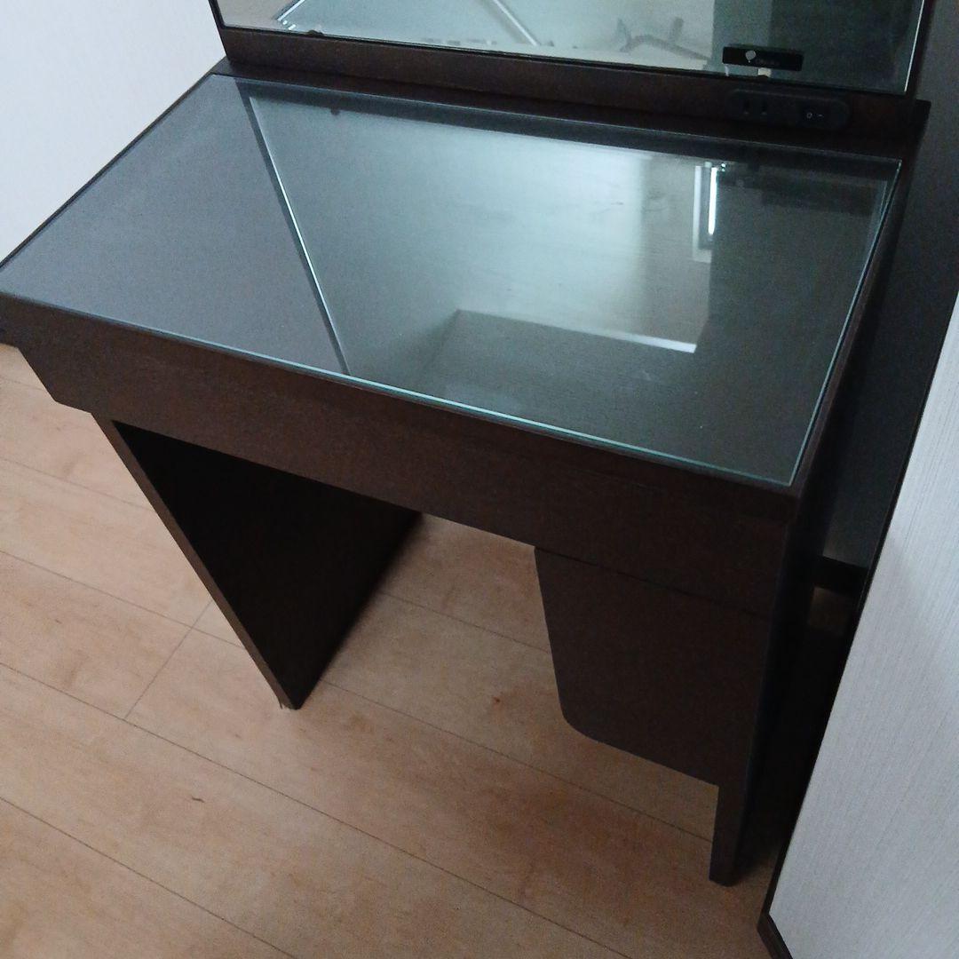 大塚　家具　化粧台　ダーク　ブラウン ドレッサー 照明　付き