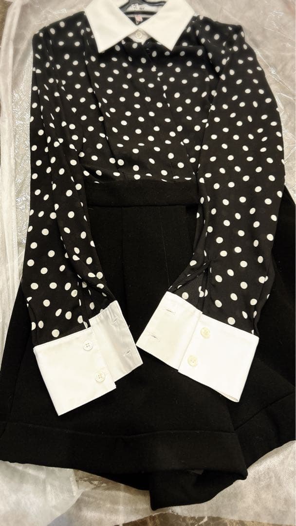 sheller シェリエ　ドットシャツオールインワン