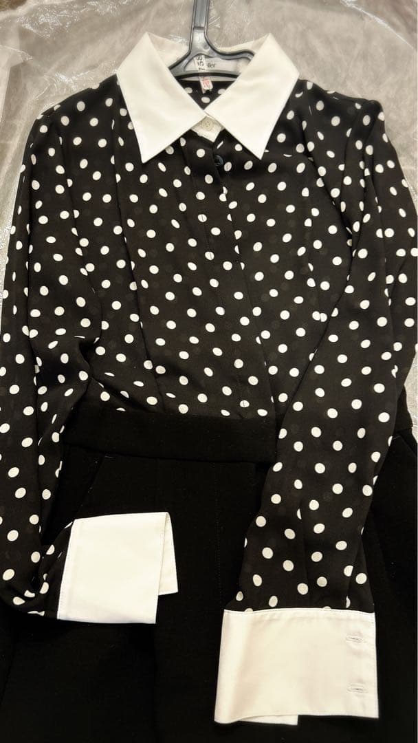 sheller シェリエ　ドットシャツオールインワン