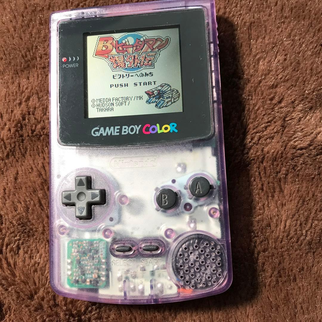 任天堂ゲームボーイカラー　クリアーパプル新品スクリーンレンズ、新品スピーカ