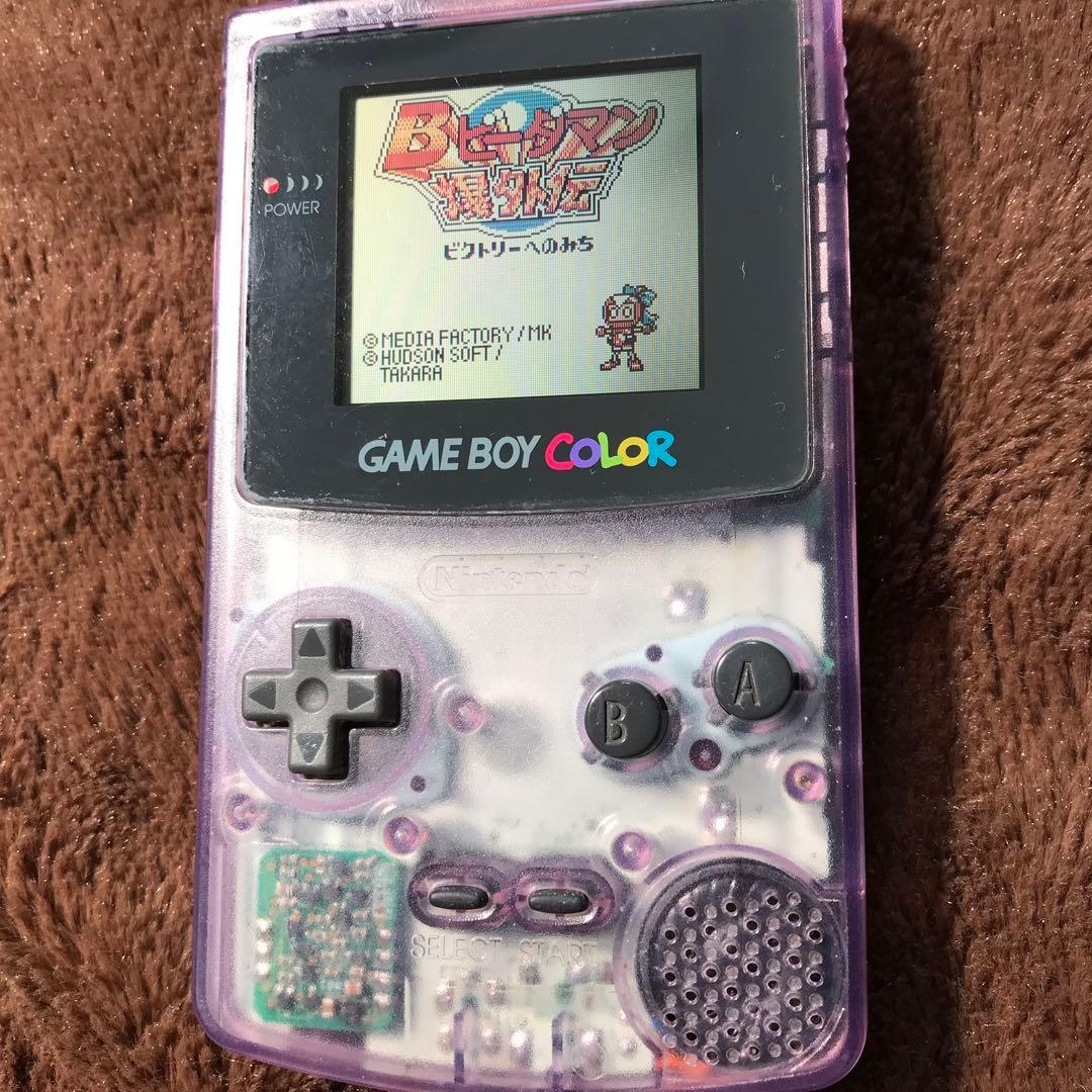 任天堂ゲームボーイカラー　クリアーパプル新品スクリーンレンズ、新品スピーカ