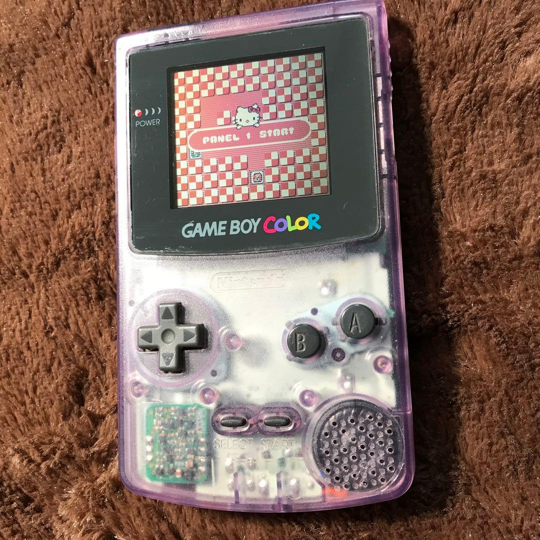 任天堂ゲームボーイカラー　クリアーパプル新品スクリーンレンズ、新品スピーカ