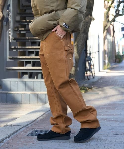 ★米国製本物W36*L30ノンウォッシュCARHARTTダブルニーB01ブラウン