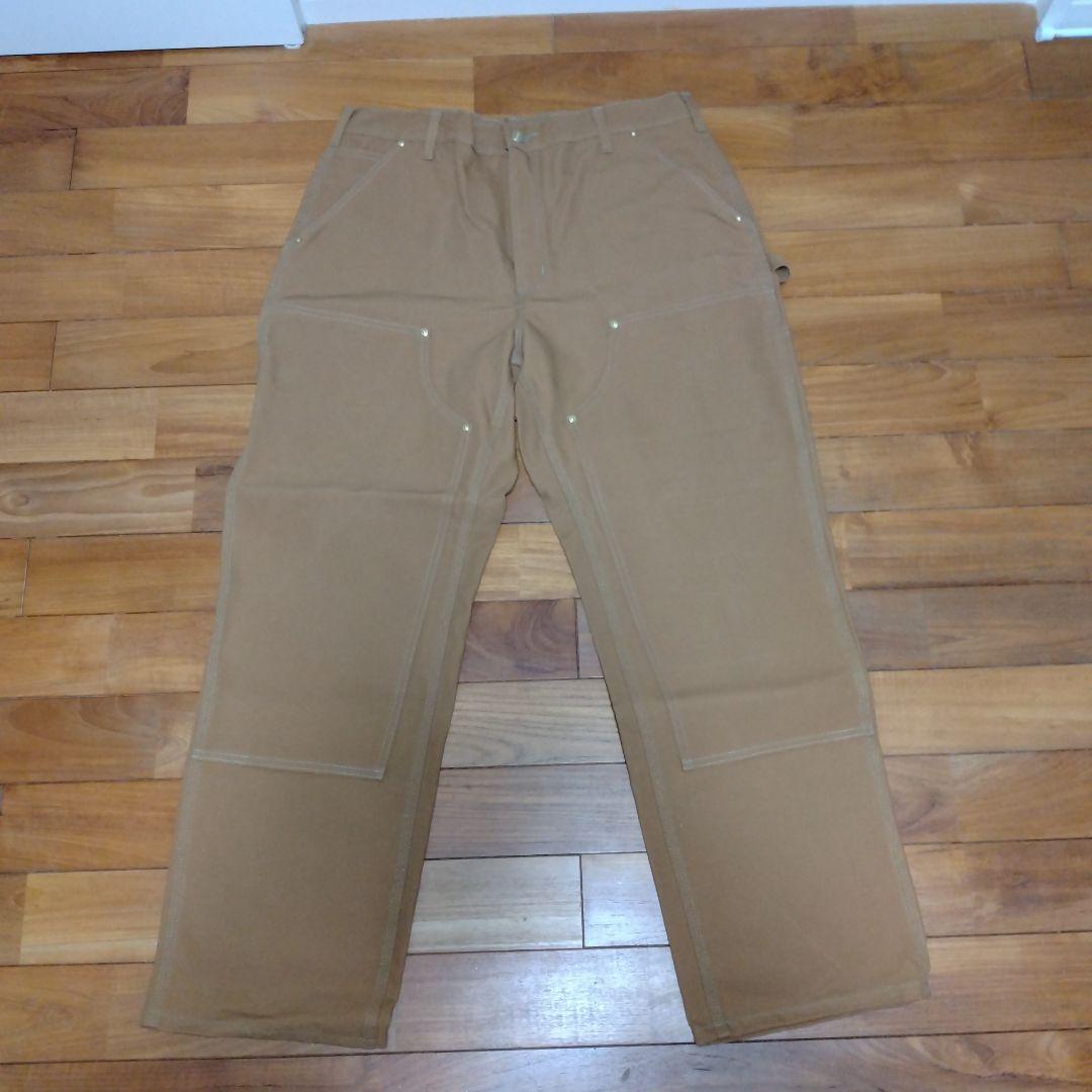 ★米国製本物W36*L30ノンウォッシュCARHARTTダブルニーB01ブラウン