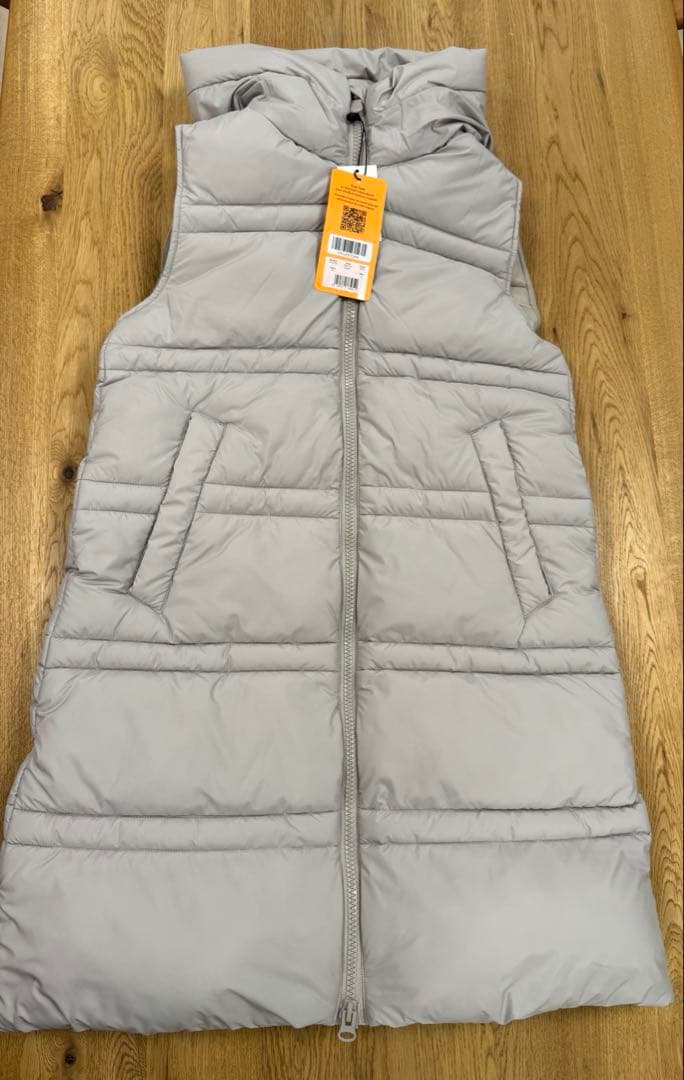 SAVE THE DUCK フード付きライトグレーのダウンベスト 1/Sサイズ