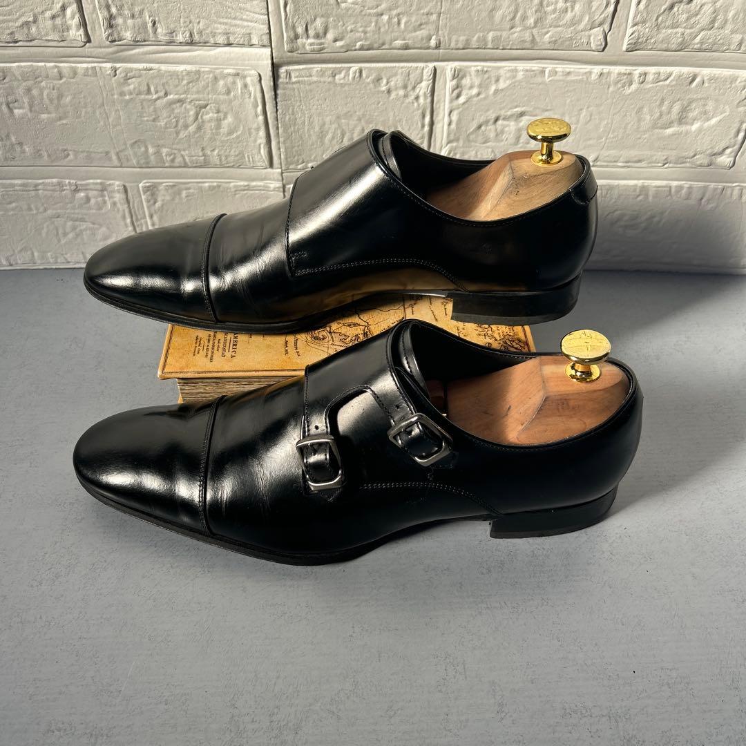 美品リーガル 636R ダブルモンク 本革 ビジネスシューズ 黒 日本製 24