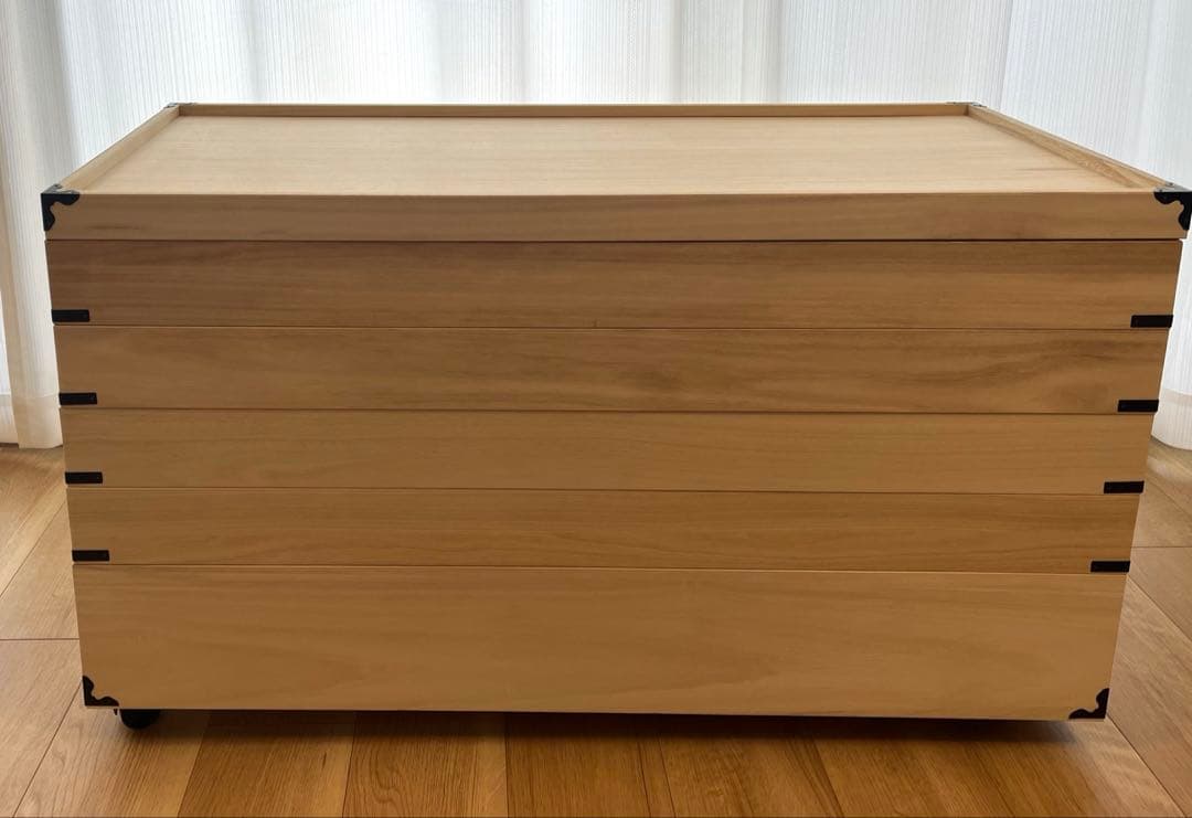 桐の衣装・着物収納用箱　5段＋蓋　キャスター付き　即購入OK