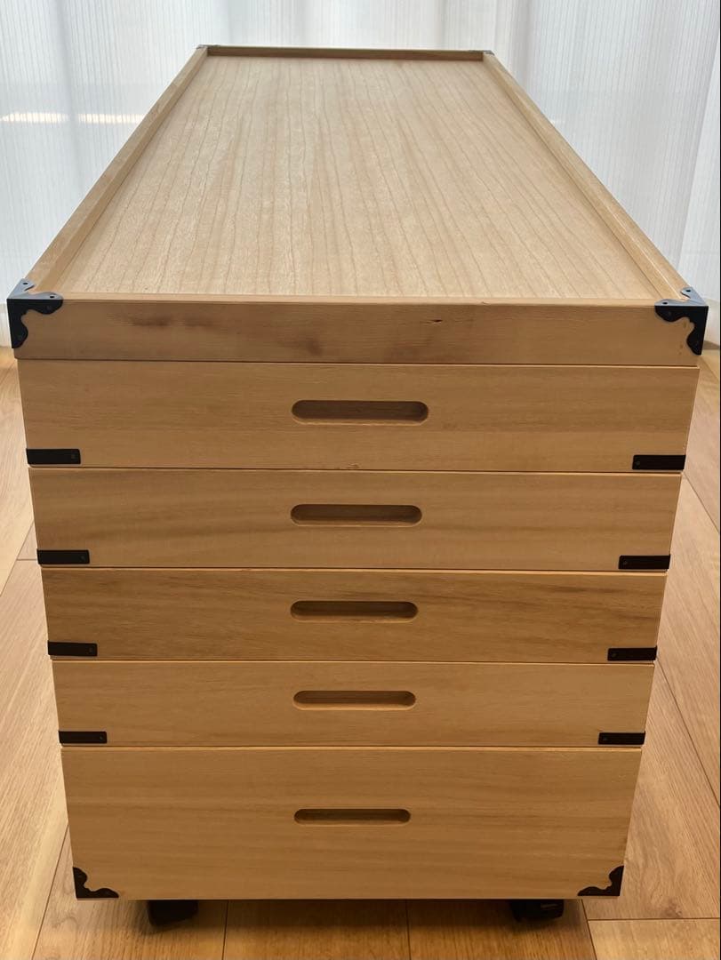 桐の衣装・着物収納用箱　5段＋蓋　キャスター付き　即購入OK