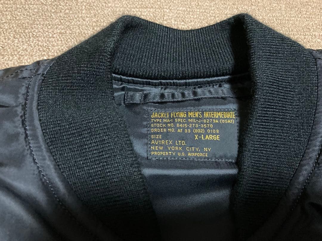 AVIREX x WAIPER MA-1 フライトジャケット XL ブラック 黒