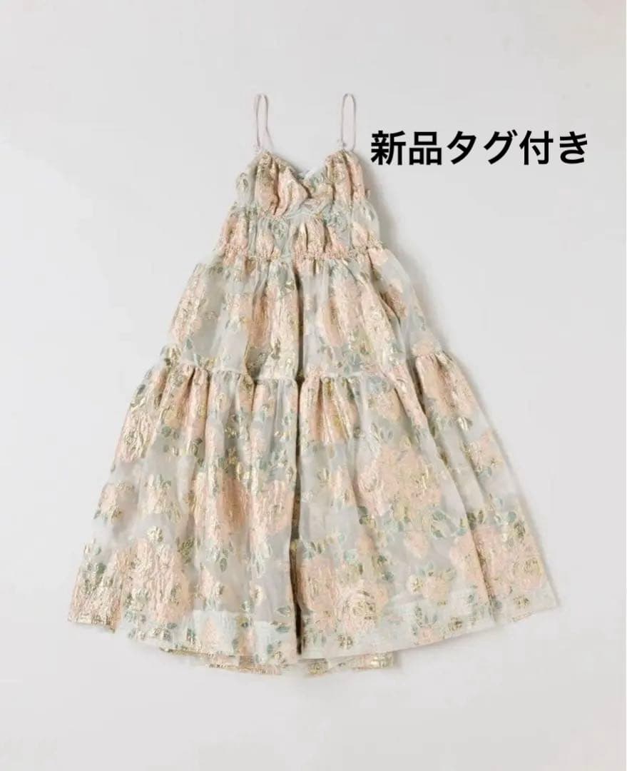 ワンピース POPPY PINK GOLD JACQUARD CAMI DRESS