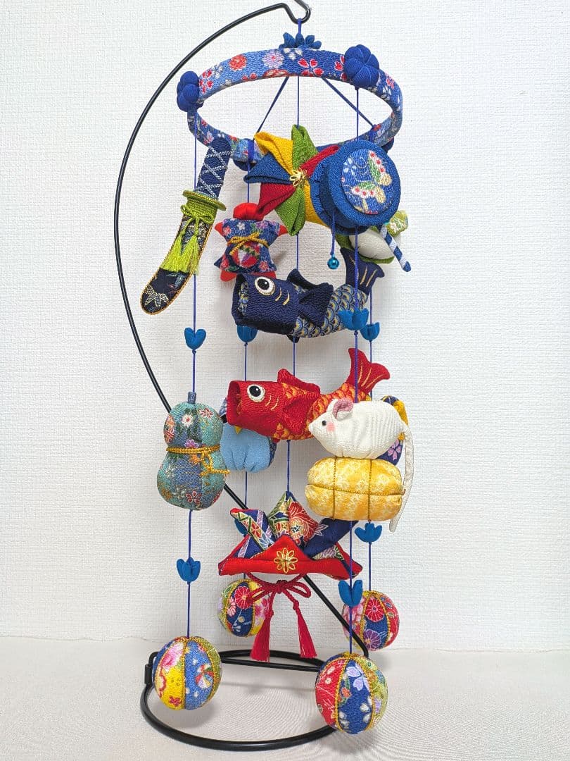 【 鯉のぼりの吊るし飾り(青) 】ちりめん細工 輪飾り 端午の節句 こどもの日