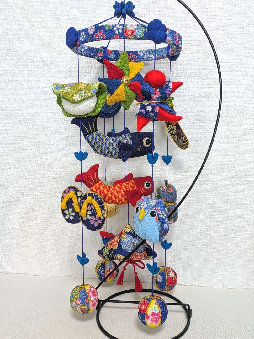 【 鯉のぼりの吊るし飾り(青) 】ちりめん細工 輪飾り 端午の節句 こどもの日