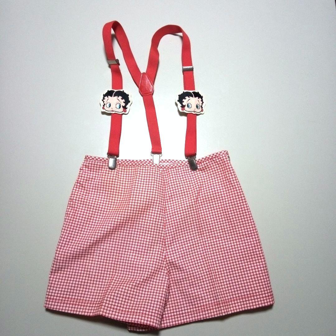 未使用品メゾピアノ　ベティ・ブープ 赤チェック スーツ　ジャケットショートパンツ