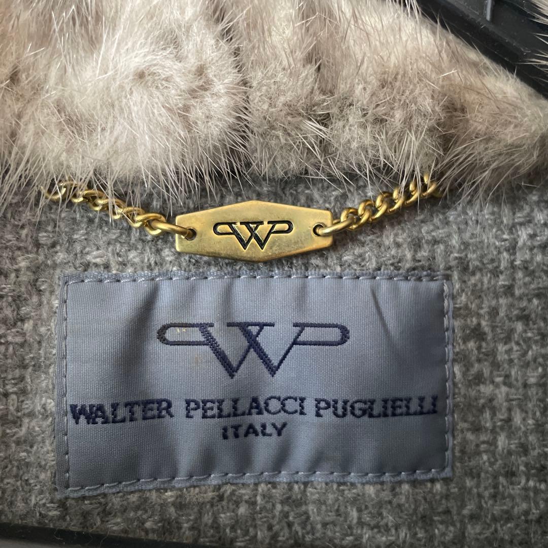 美品　日本製 部分ミンクファー付きカシミヤ100 ロングコート