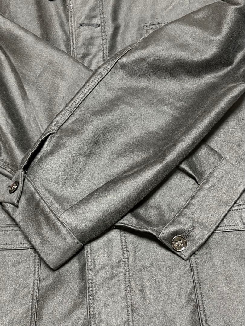 ブラックモールスキンジャケット フレンチヴィンテージ ユーロヴィンテージ